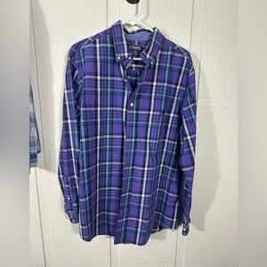 Chaps Men’s Purple Plaid Button Down Shirt Size Large EUC